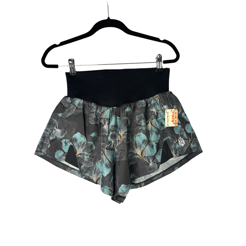 FP Movement by Free People Teal Floral High-Waist Running Shorts